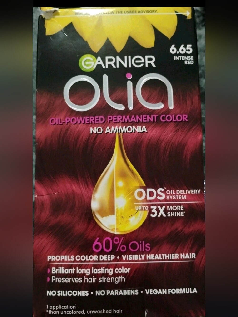 Garnier OLIA 6.65 Intense Red Oil Powered Permanent Hair Color No Ammonia